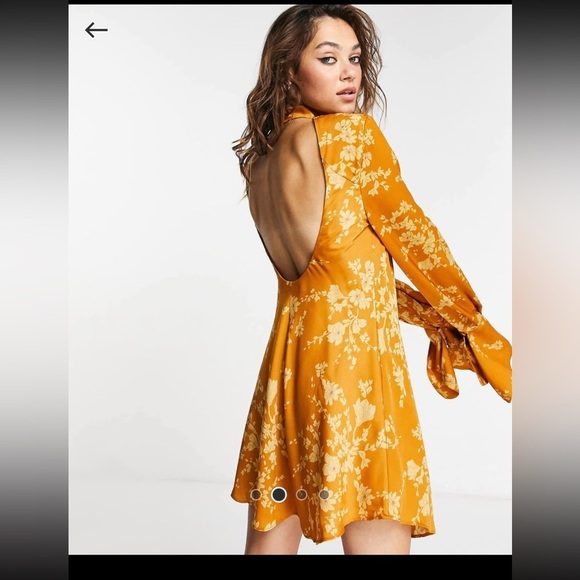 Free People Mustard Floral Long Sleeve Dress - Picture 4 of 6